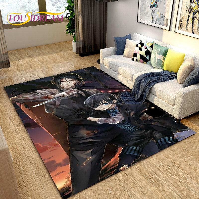 Black Butler Anime Cartoon Area Rug,Carpet Rug for Living Room Bedroom Sofa Doormat Decoration, Kids Play Non-slip Floor Mat