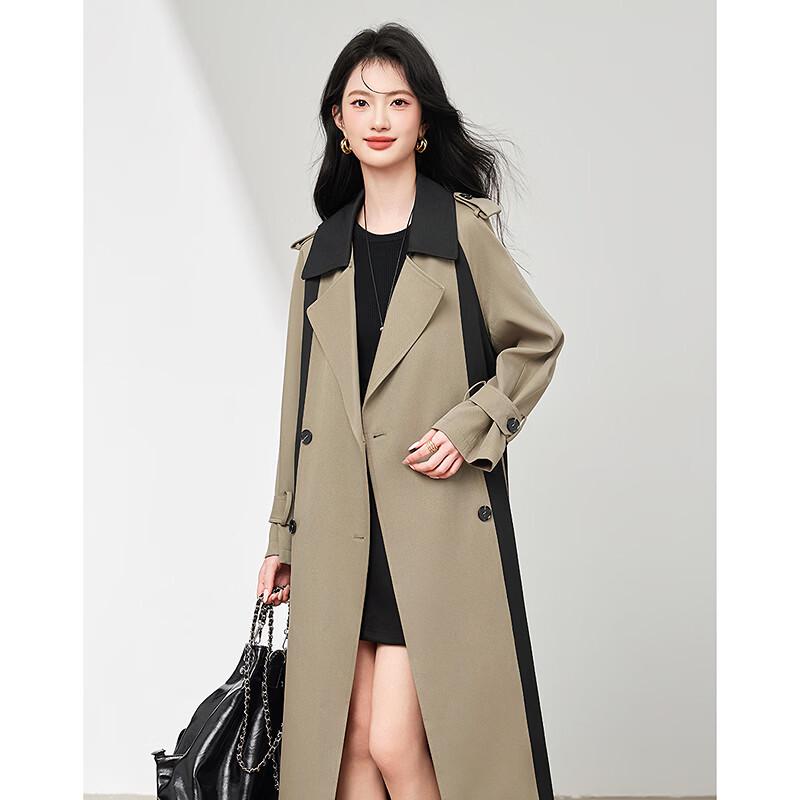 Women's Designer Color-block Trench Coat