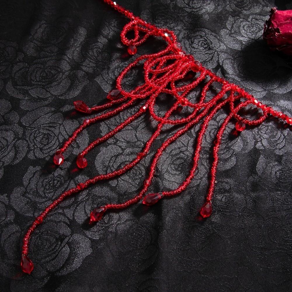 Red Halloween Choker Tassel Gothic Jewelry Retro Blood Drop Necklace  Party