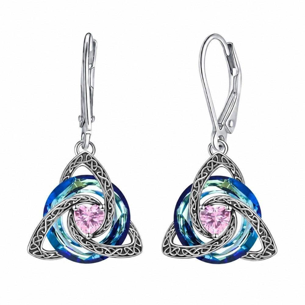 1 Pair 12 Birthstone Option Celtic Knot Earrings Stainless Steel Pendant Earrings Daily Wear