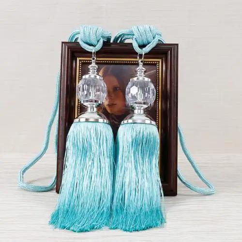 1Pair Retro Style Euro Faux Crystal Tassels Fringe Curtain Tieback Bandage Rope Window Drapes Decoration