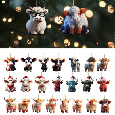 Yousheng Highland Cow Ornaments Advent Calendar 2025 24 Days Christmas Countdown Calendar with Cartoon Cows Ornament for Xmas Tree Decor