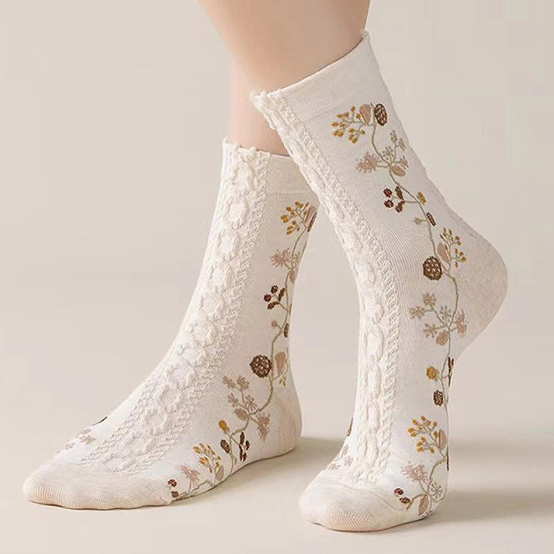 

Rabbit Garden Women s Fashion Socks Ivory Flower