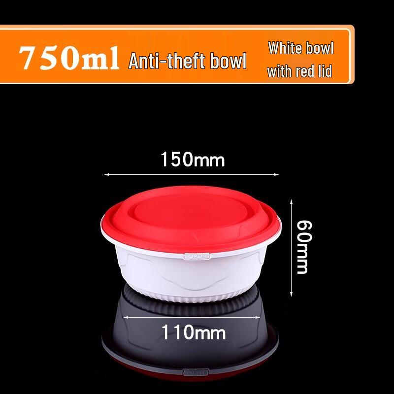 Disposable Round Meal Box with Red Lid