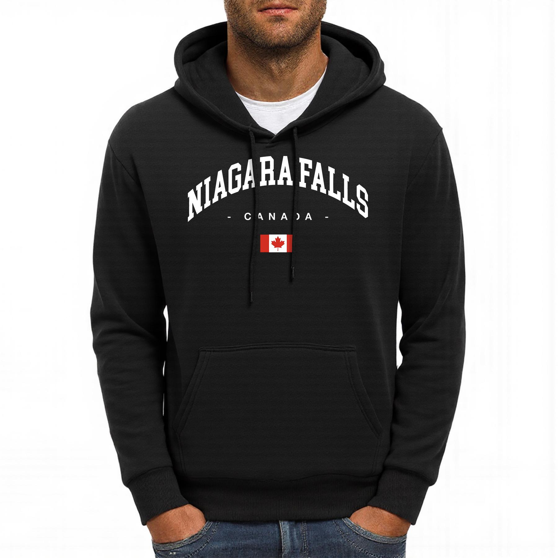 

Niagara Falls Canada Printing Mens Hoodies Autumn Pocket Hoody Fleece All-Match Hoodie Loose Comfortable Male Sportswear 3XL