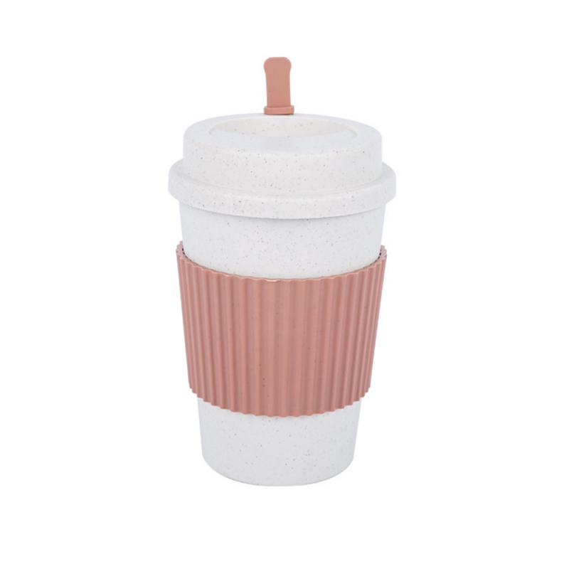 450ML Coffee Cups With Lids Wheat Straw Reusable Portable Coffee Cup Dishwasher Safe Coffee Mug Coffee Tea Travel Cups