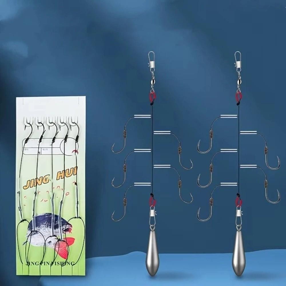 5pcs Durable Aluminum Alloy Anti-Tangle Fishing Hook Set Sea Rod Hooks  Sea Fishing