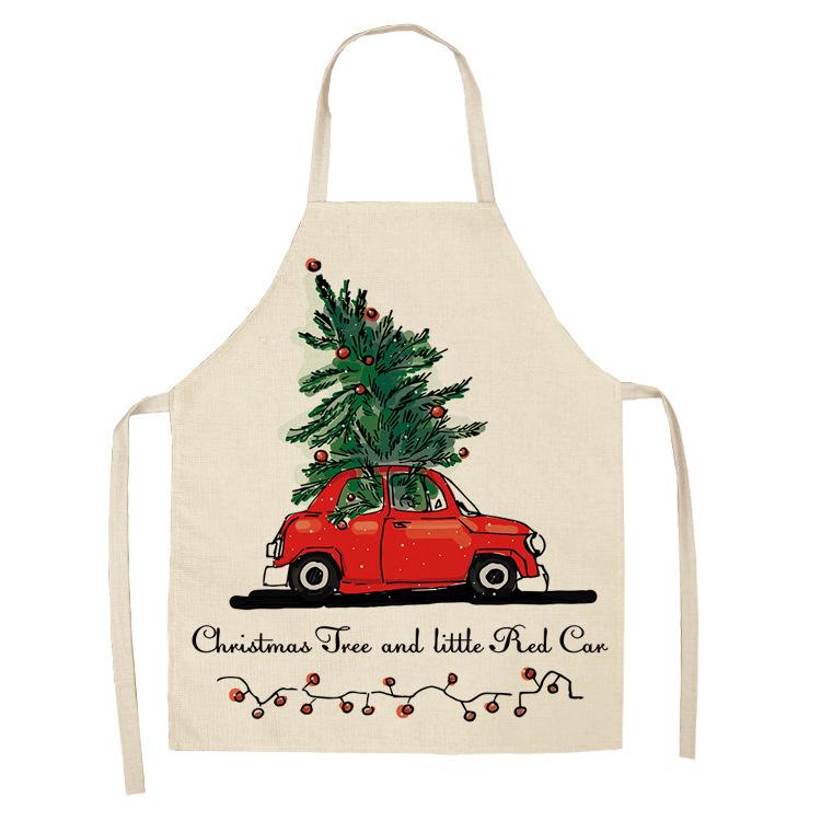 New cartoon Christmas sleeveless printing sleeveless apron home waterproof kitchen dust protection