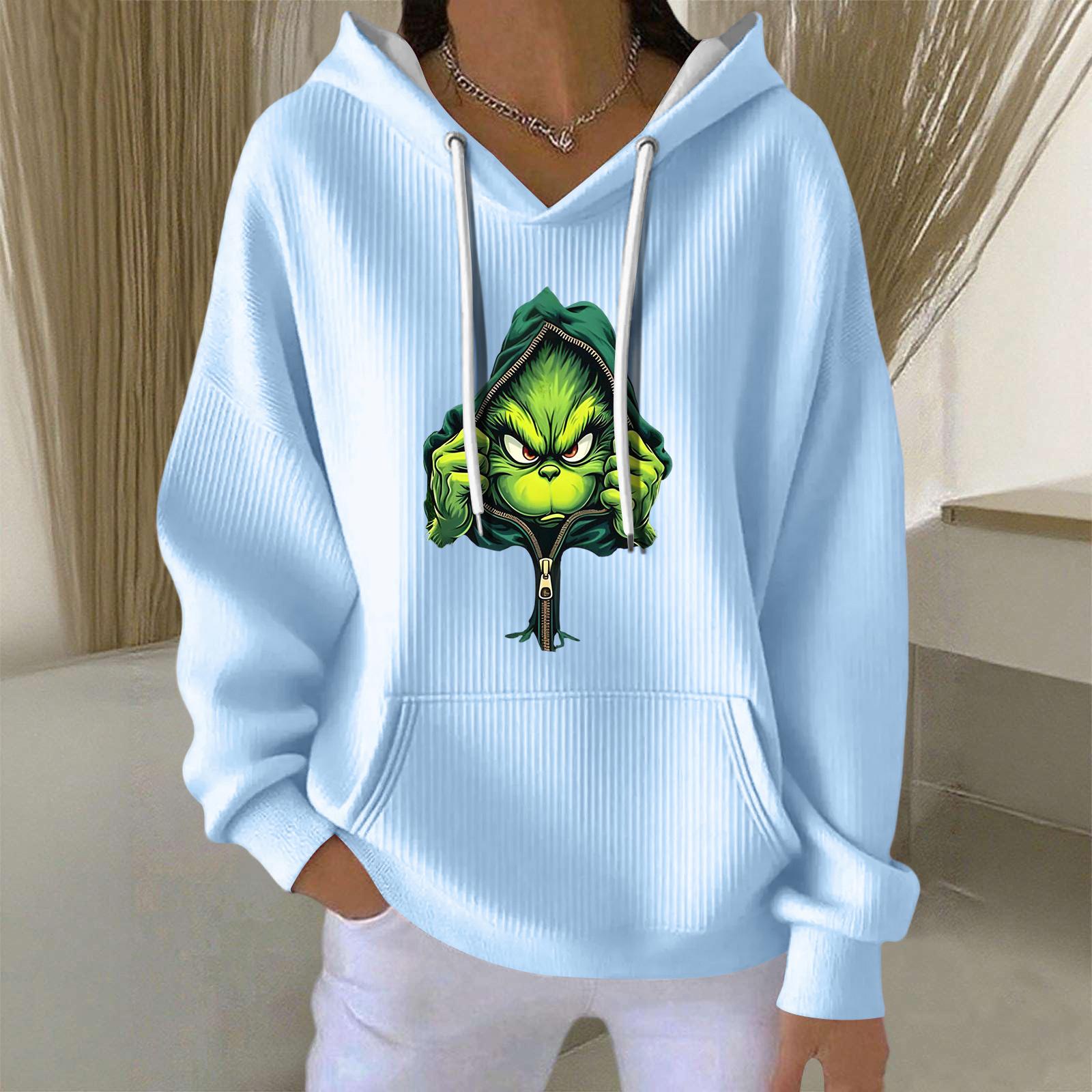 

Женская модная повседневная толстовка с длинными рукавами и принтом рождественского ангела XL