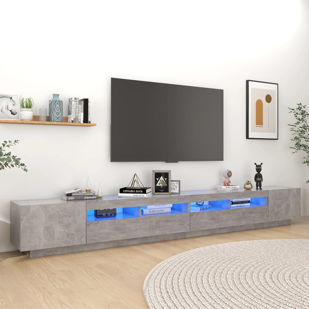 Vidaxl Szafka Pod Tv Z Oświetleniem Led, Szarość Betonu, 300X35X40 Cm