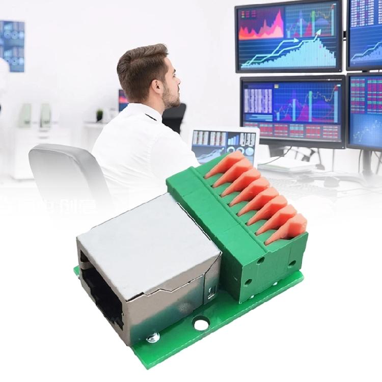 Industrieller RJ45 8-Pin Klemmenblock-Adapter DIN-Schienenmontage Netzwerk-Interface-Platine Mit Werkzeuglosem Verbindungsdesign