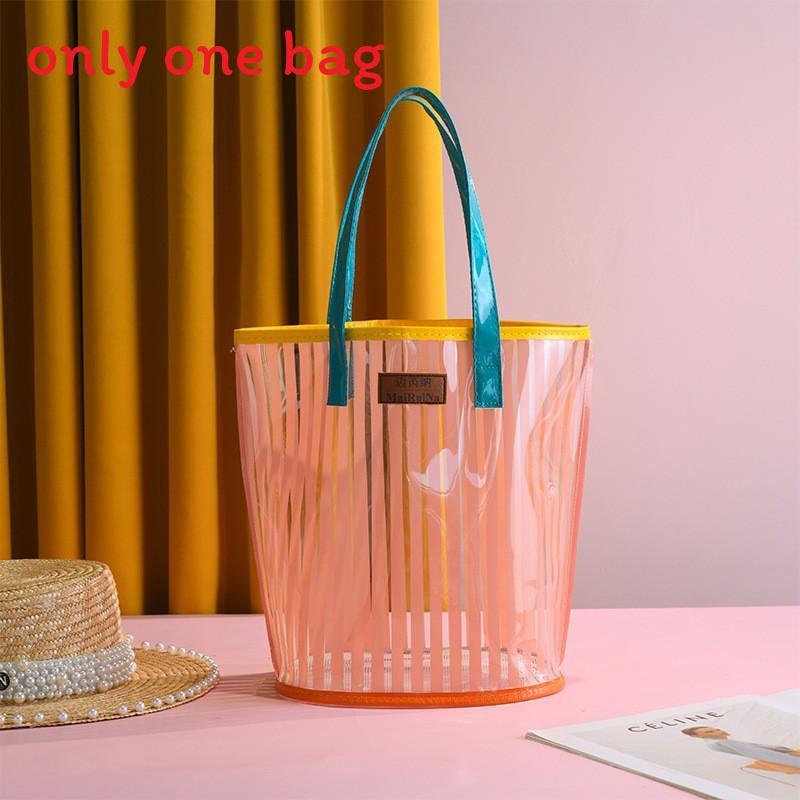 Pvc Transparent Tote Bag With Large Capacity For Beach And Swimming Pool Use