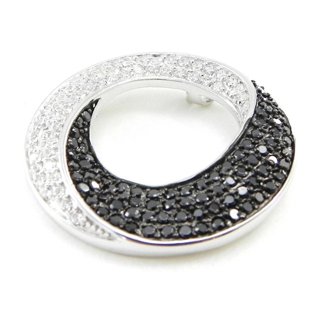 Les Trésors De Lily [I8594] - Silver Pendant 'Romy' Black White