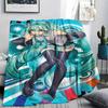 1Pc Miku Anime Print Flannel Blanket, High Quality Comfortable for All Seasons, Home Decor, Warmth and Comfort, Perfect for Gifts