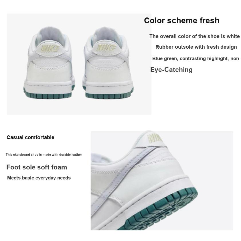 New Nike Dunk Low White Grey Teal GS FD9911-101