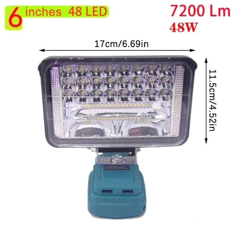 For Makita 18V Li-Ion Battery Led Work Light 3/4/6/8 Inch Flashlight Portable Emergency Flood Lamp Camping Lamp