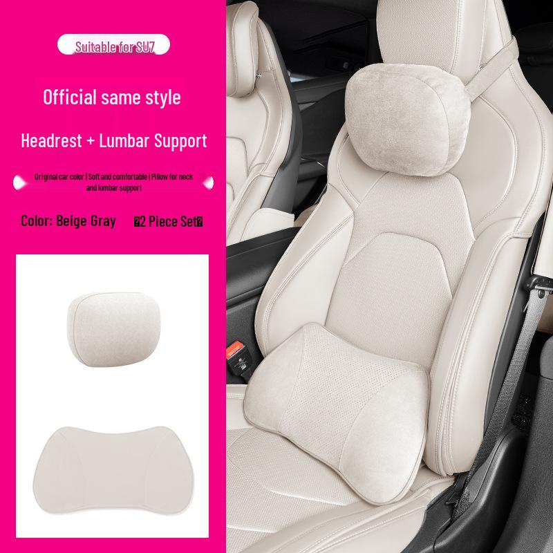 Compatible with Xiaomi SU7: Comfortable Neck Pillow & Lumbar Support for Car Interiors.