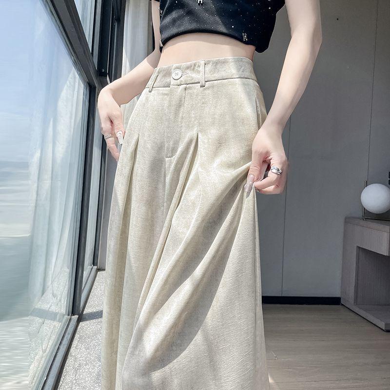 Women's Summer High-Waisted Tie-Dye Wide-Leg Floor-Length Trousers - Casual, Elegant, Thin Fabric
