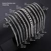 12Pcs/Set Silver Color Simple Stylish Punk Hip-Hop Stainless Steel Cross Rhinestones Chain Bracelet Set for Men Women Jewelry