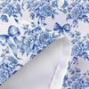 Floral Shower Curtain, Vintage Blue Bow Floral Aesthetic Bathroom Decor Curta, Modern Chinoiserie Vintage Peony Shower Curtain Set with Hooks,
