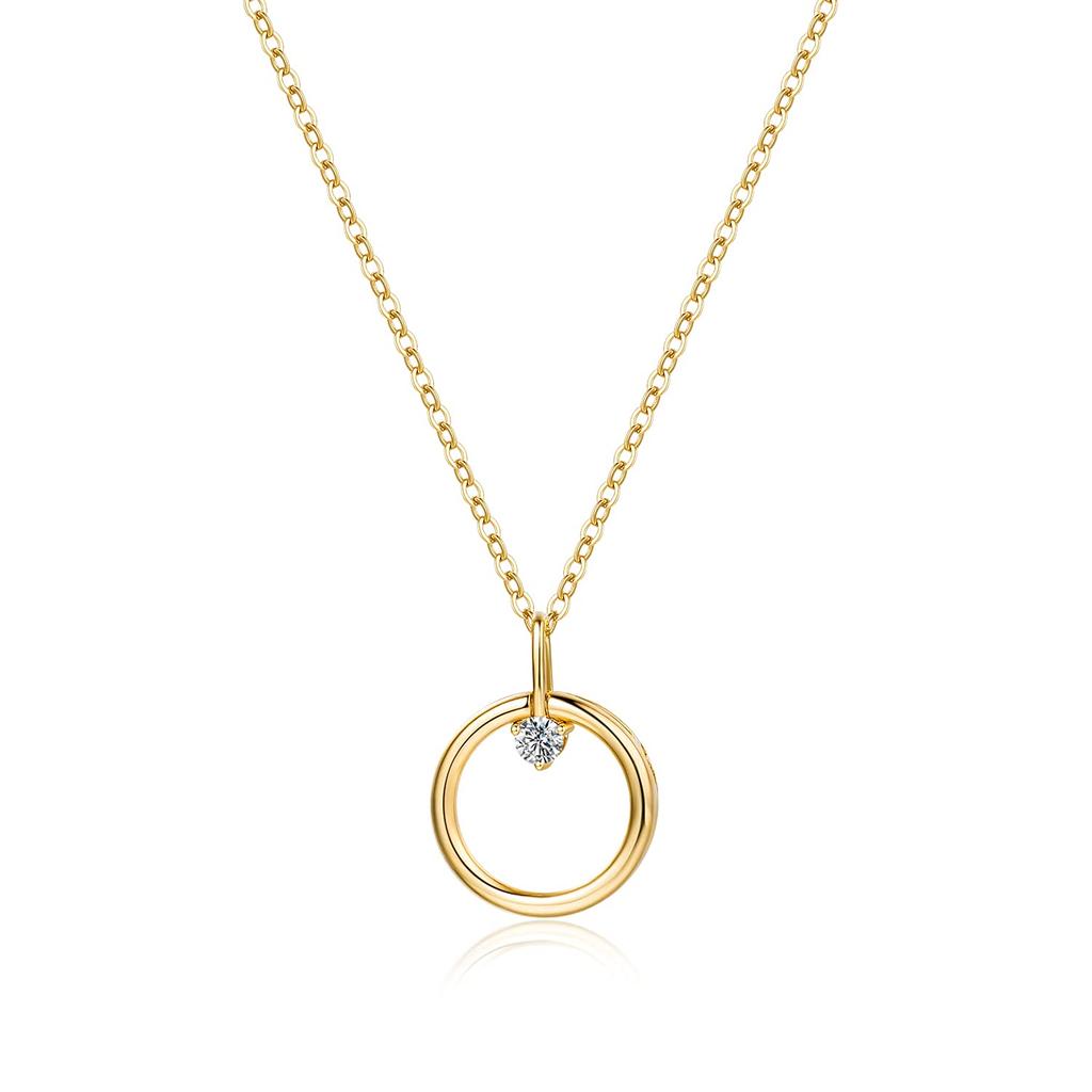 FANCIME 18K Gold Diamond Necklace for Diamond Round Circle 18K Perfect Gift for Gift Wrapping Included Women, Lab-Grown Pendant, Gold, Ring-Shaped,