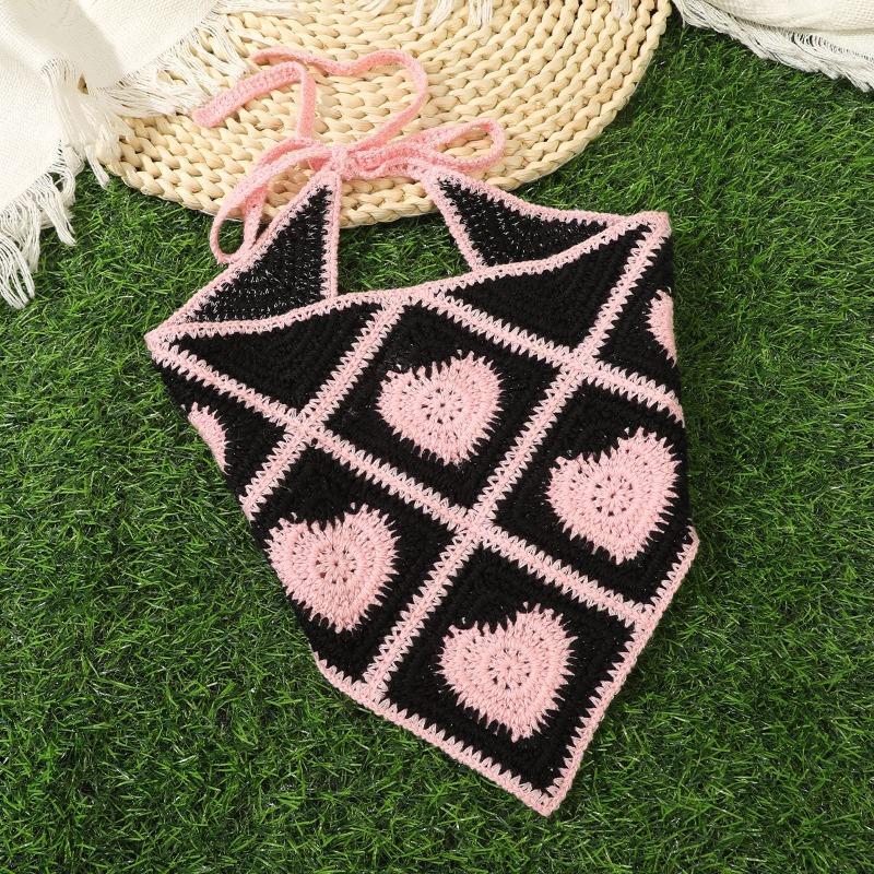Frenchinsknittingcut out triangle scarf women s headgear headscarf pastoral style crochet flower headband