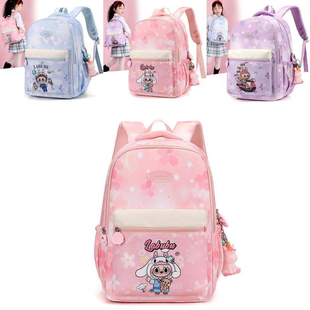 Adorable Labubu Cartoon Backpack For Kids Lightweight And Trendy Design Available In Pink Purple And Blue