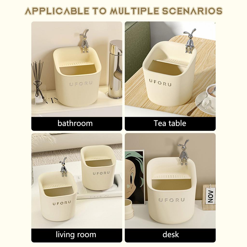 Small Trash Can With Detachable Drain Rack Multi-functional Garbage Bin For Powder Room Home