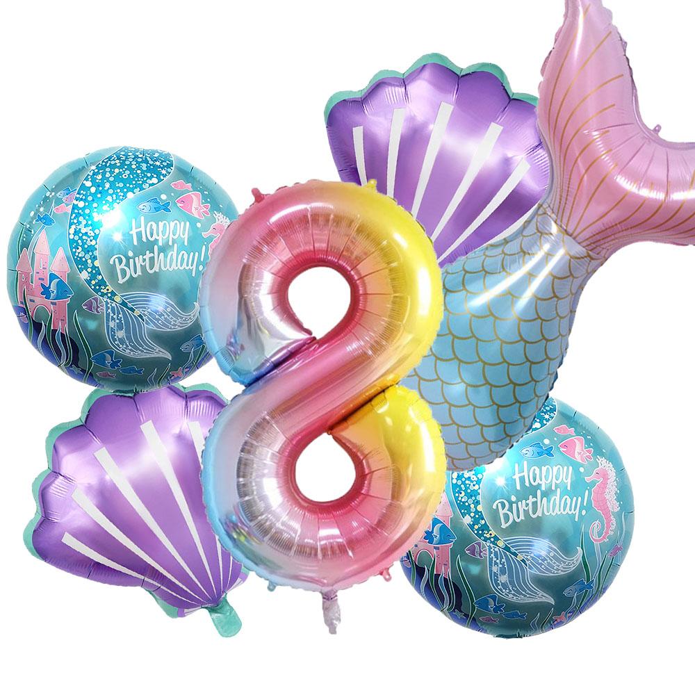 Mermaid Balloon 32 inch Digital Aluminum Foil Balloon Children's Birthday Party Decoration Baby Shower Decoration