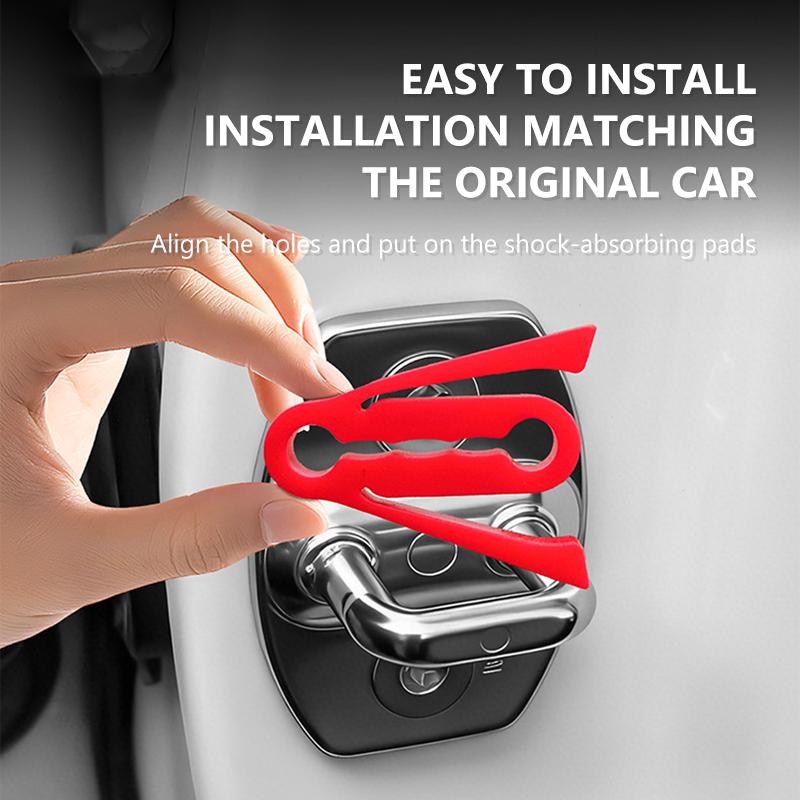 SEAMETAL 4pcs Car Door Lock Shock Pad Silicone Auto Door Lock Protection Cover Force Release Arm Design for Car Truck Door Latch
