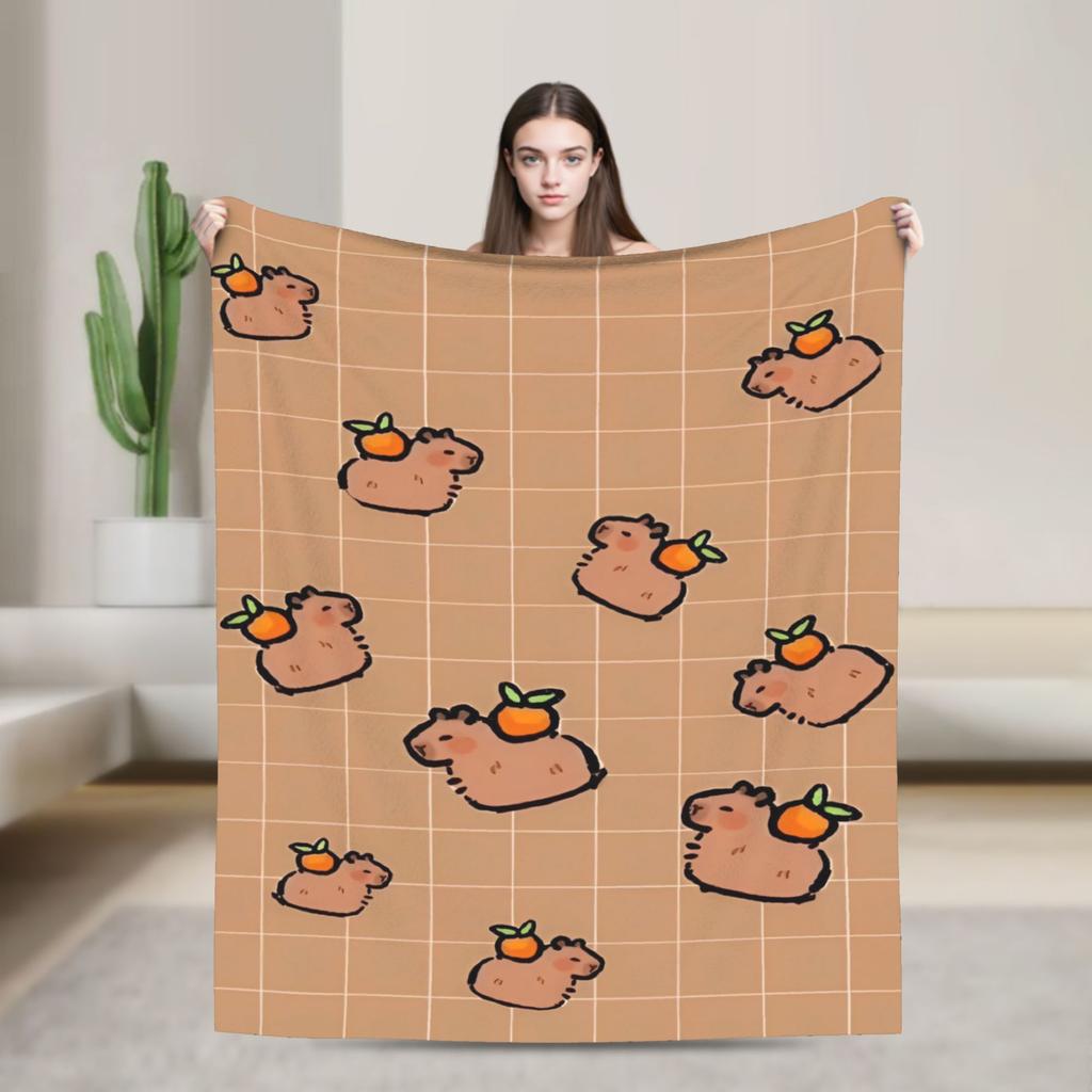 Capybara Blanket Quality Soft Warm  Bedding Throws Winter Girls Boys Couch Chair Sofa Bed Print Bedspread