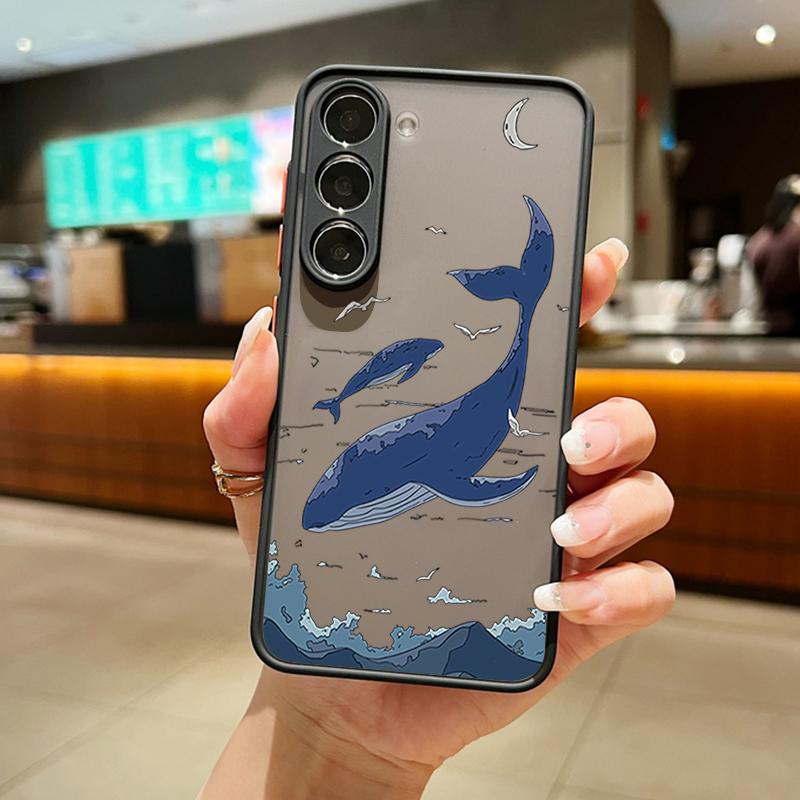 

Чехол для телефона с узором «Морские животные» для Samsung S25 S24 Fe S22 Plus Ultra S23 S21 A56 A36 A55 A16 A54 A35 A52 A25 A15 A14 5g A32 4g Матовый Твердый Чехол Samsung Galaxy S24 Ultra чёрный