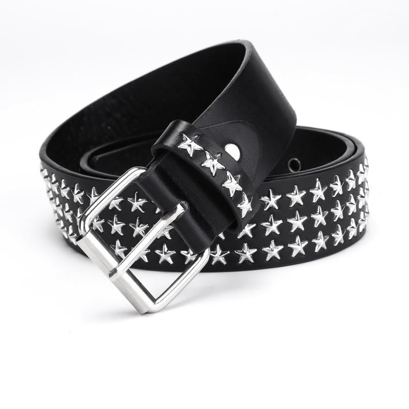 Cintura Punk Personalizzata Borchiata con Motivo a Stella per Donna Accessori Jeans alla Moda Versatile Cintura da Studente