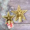 Christmas Tree Topper Star Shiny Glitter Ornament for Xmas Tree Decorations Hanging Pendant Home Holiday Party Supplies