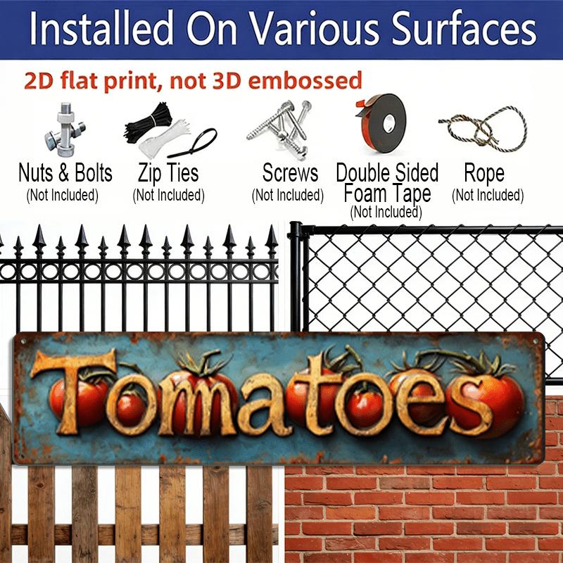 2D Flat, 1pc, 3.94 X 15.74 Inches Aluminum Decorative Sign -Vintage Tomato Metal Wall Sign - Rustic Farmhouse Kitchen & Garden Decor with Realistic