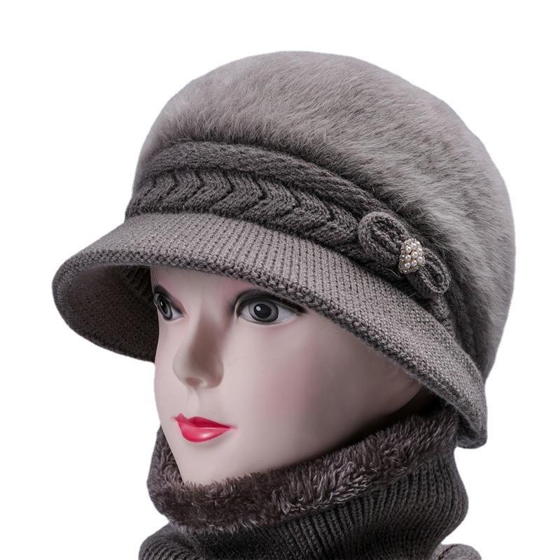 Autumn and winter female rabbit fur wool hat winter velvet warm hat