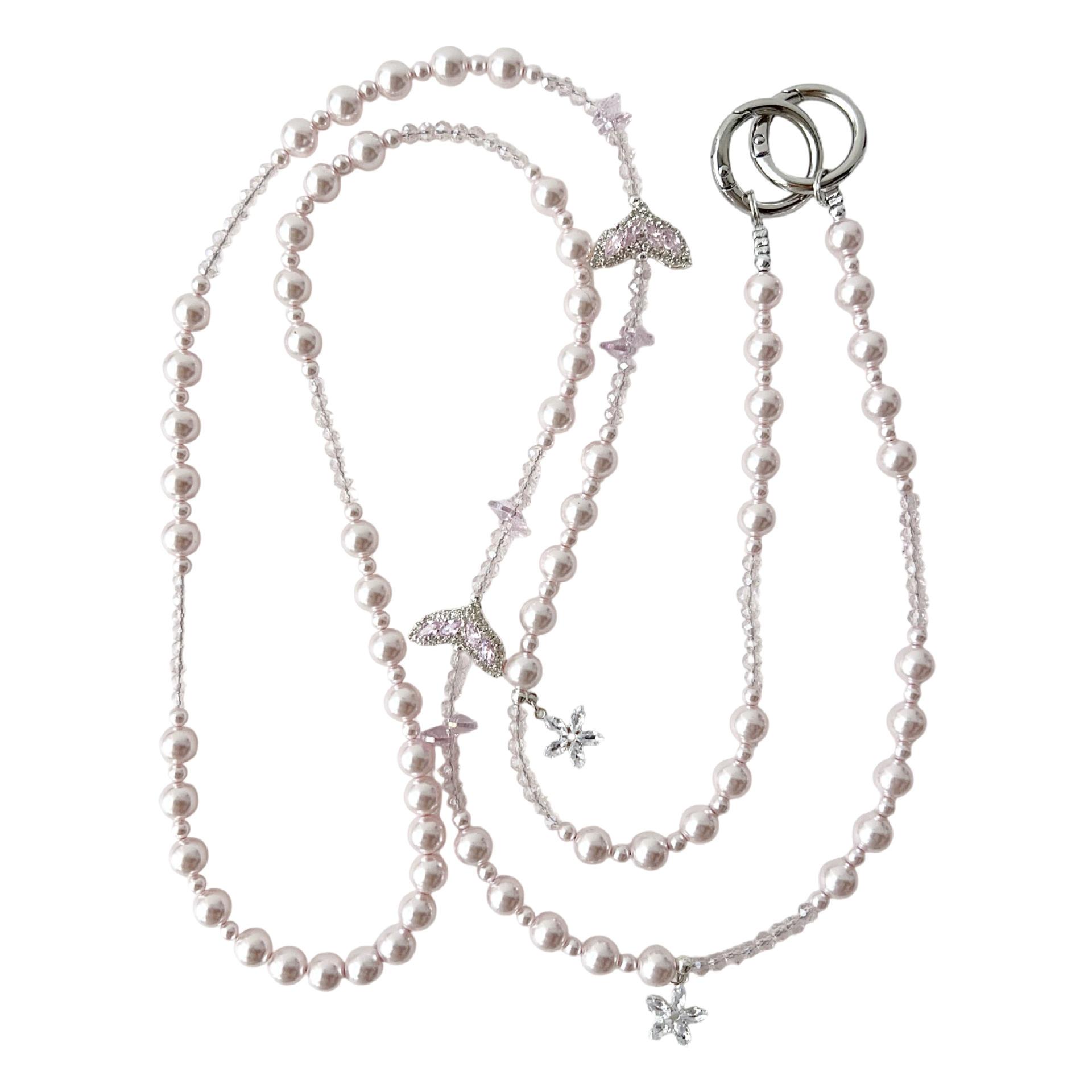 

Elegant Mermaid Crossbody with Pearl, Rhinestone, and Flower Accents - Versatile, High-End Fashion Bag Charm рожевий