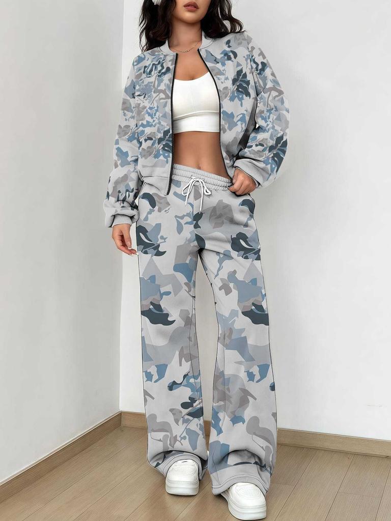 Camouflage Style Autumn And Winter New European And American Women'S Clothing Outdoor Fashion Suit Women