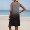 Women's Summer V-neck Casual Beach Vacation Style Gradient Sleeveless Patchwork Dresses