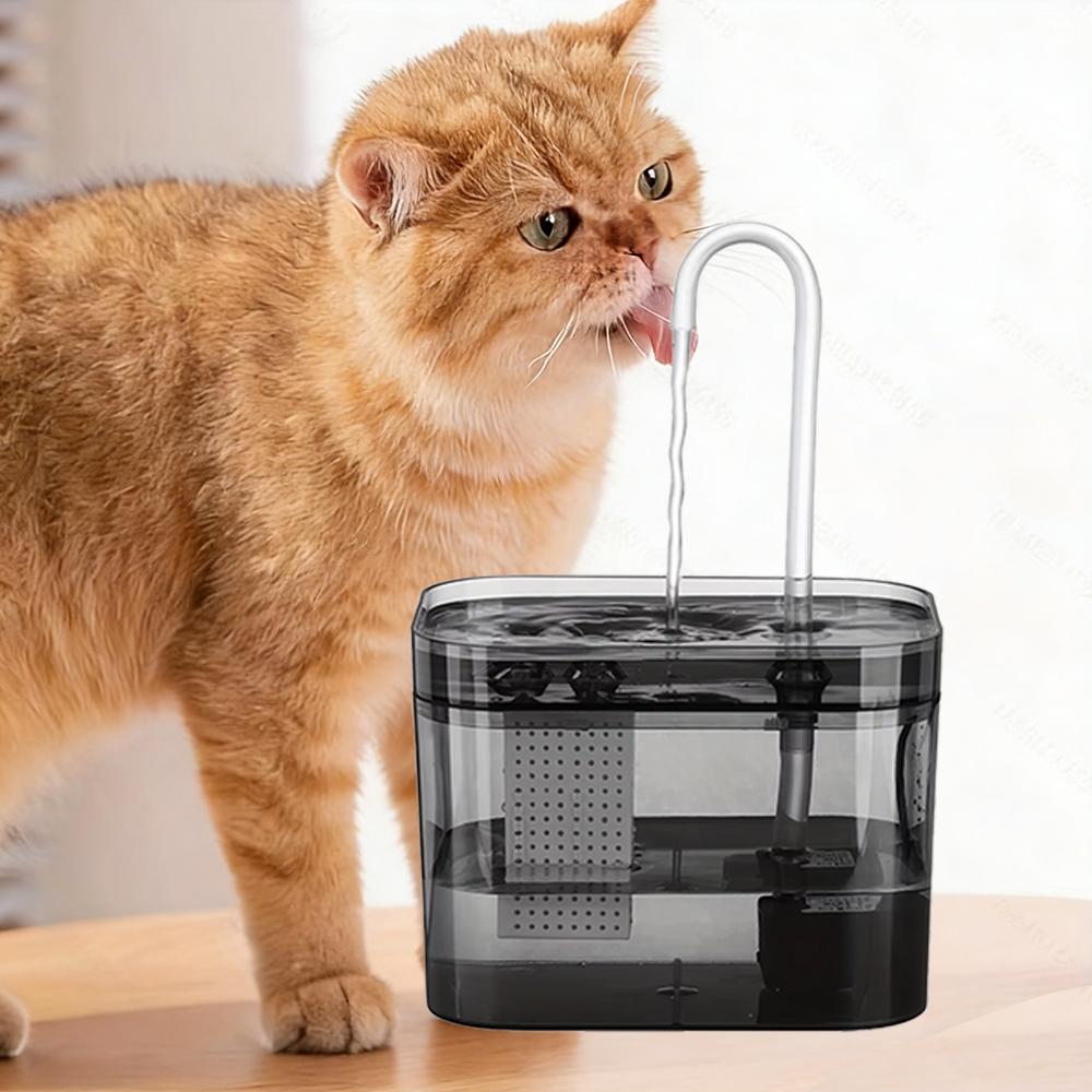 1,5L Haustier-Wasserbrunnen für Katzen Hunde Transparent Schwarz Anti-Trockenlauf Elektrisch Zirkulierender Wasserspender mit Filter