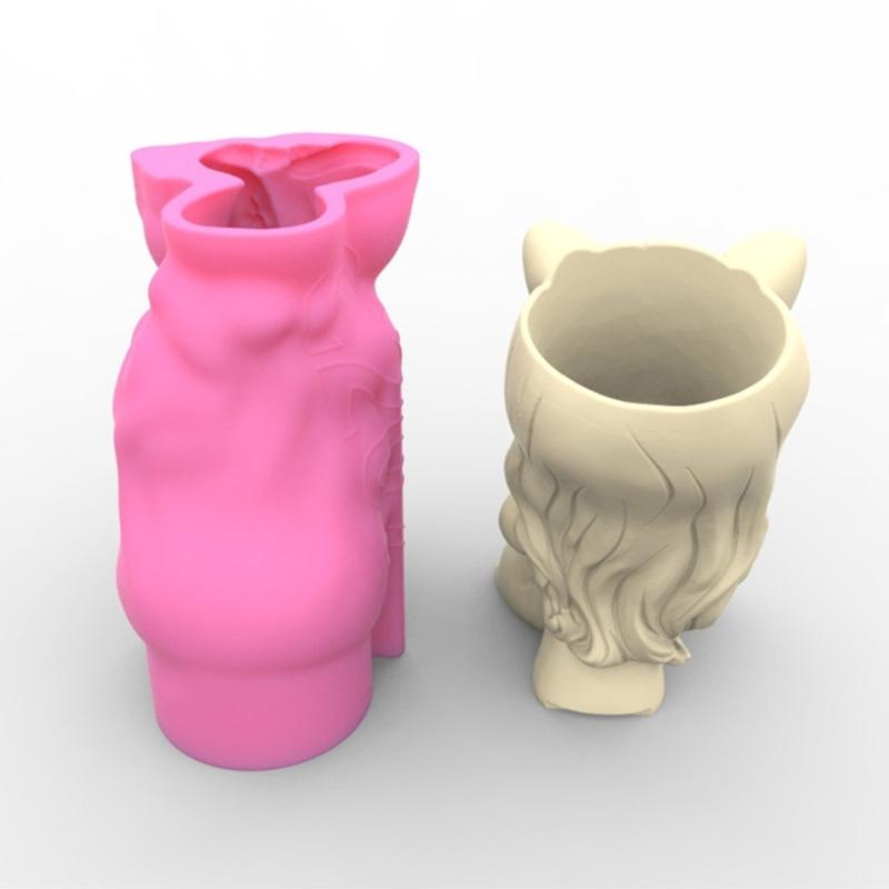 Molde de silicone para vaso de concreto, vaso de flores suculentas, argila, cimento, gesso, faça você mesmo, casa, jardim, vasos de flores, molde