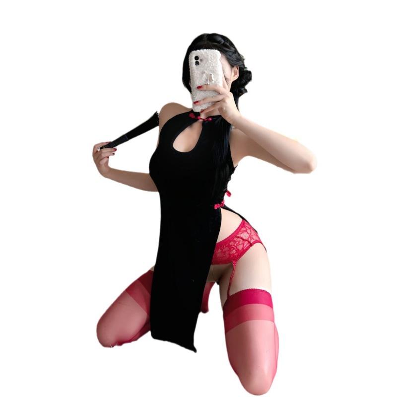 Vintage Cheongsam Hollow Side Split Nightclub Uniform Temptation Performance Suit Fun Role Playing Qqny Pure Desire