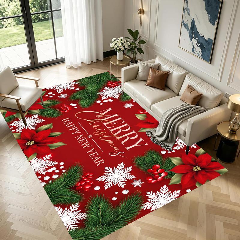 Christmas Pattern Square Area Rug Comfort Indoor Floor Carpet For Home Holiday Gift
