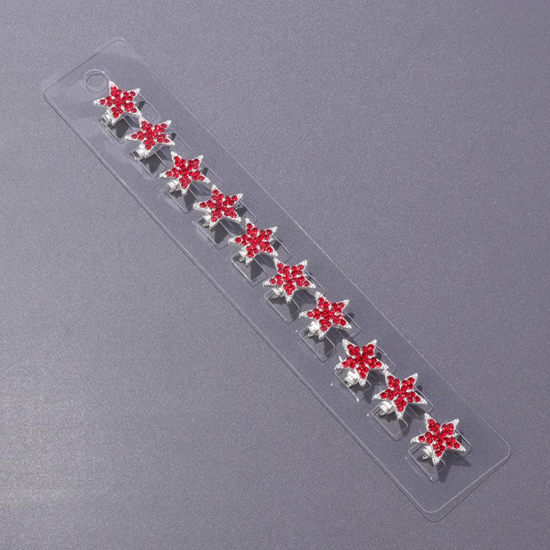 

10Pcs Newlywed hair accessory - five-pointed star hair clips with small beads for women, crystal star hair clips
