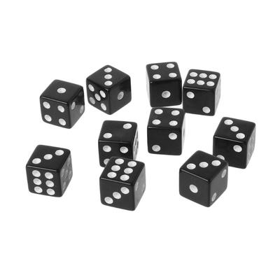 10 adet 16mm Akrilik Zar Siyah/Beyaz 6 Taraflı Casino Poker Oyunu Bar Parti Zar