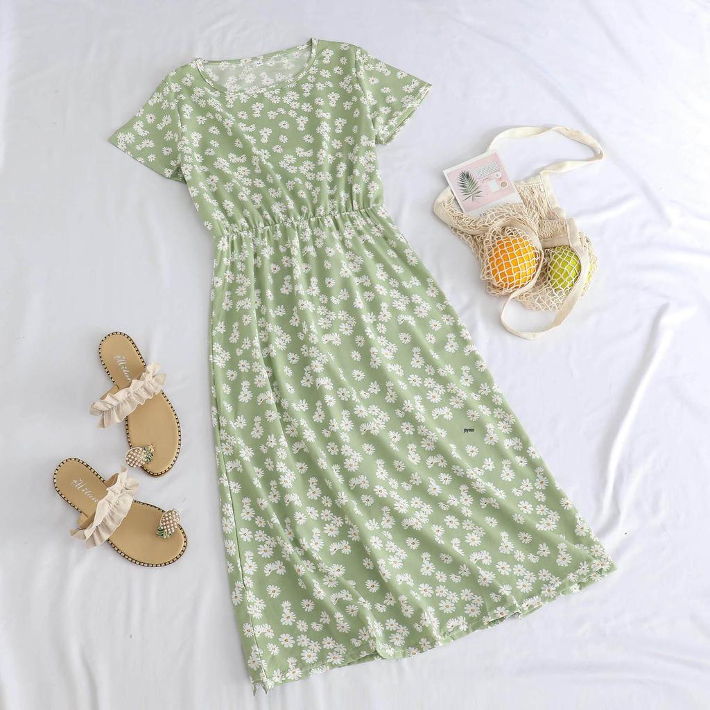 Elegant Mid-Length Short-Sleeved Dress for Middle-Aged and Elderly Women - Fashionable and Age-Reducing