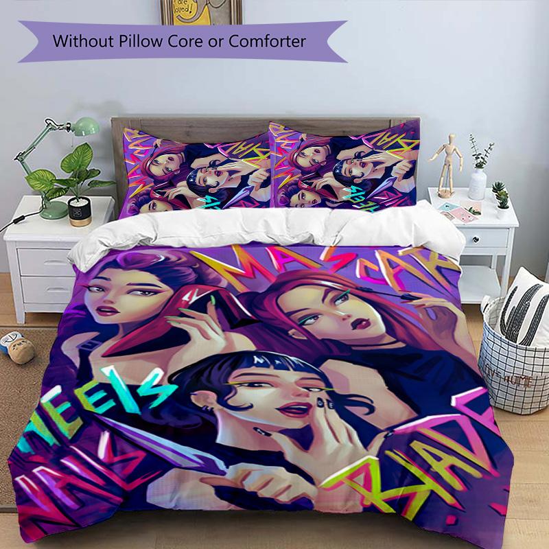 Set Biancheria da Letto KPOP Hunter 3 Pezzi Copripiumino Chiusura Include 1 Copripiumino & 2 Federe per Tutte le Stagioni Camera da Letto Casa Arredamento Stanza del Dormitorio