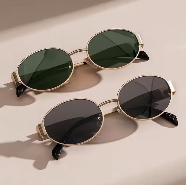 Arc de Triomphe Anti-UV Kleine Ovale Metall-Sonnenbrille – Trendige, Einfache Mode-Brille