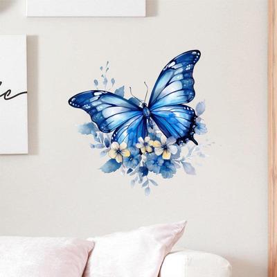 Watercolor Butterfly & Floral Wall Stickers for Home Bedroom & Living Room Decoration
