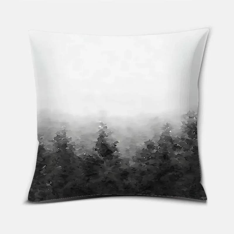 Square Home Office Oil Painting Landscape Series Pattern Decorative Pillowcase